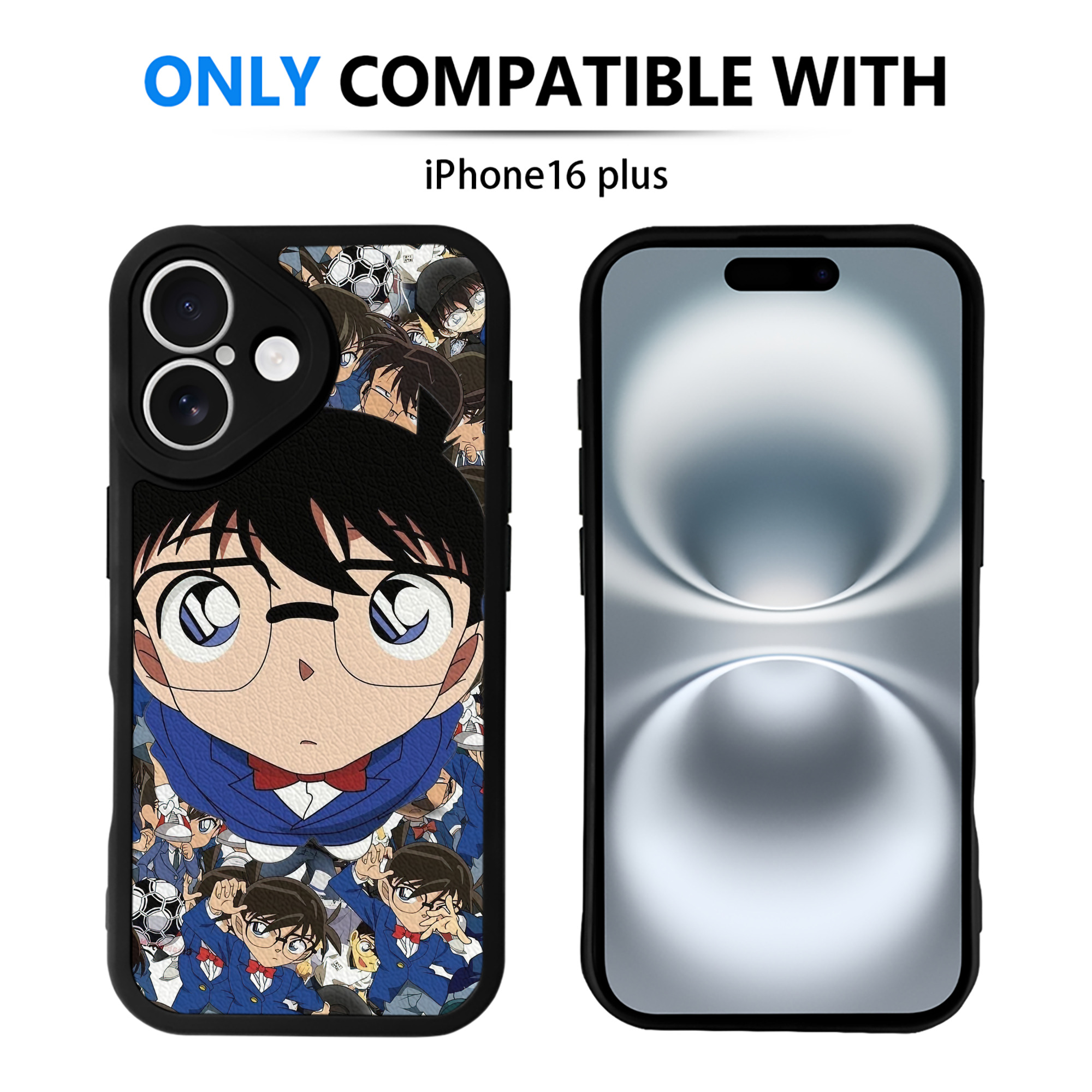 （画像用） 名探偵コナン Detective Conan 【iPhone 16シリーズ対応】シリコンスマホケース（レザー調） 材質：シリコン